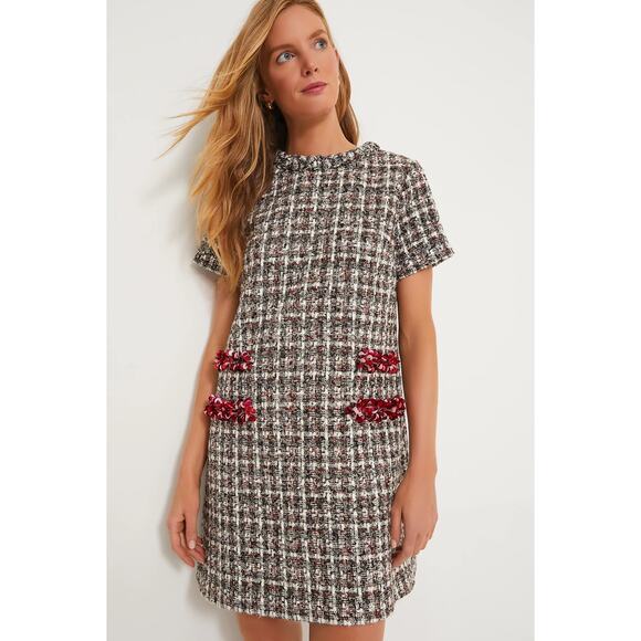 NWT Tuckernuck Winterberry Sequin Tweed Jackie Mini Dress Medium Mod‎ Preppy - Picture 1 of 10
